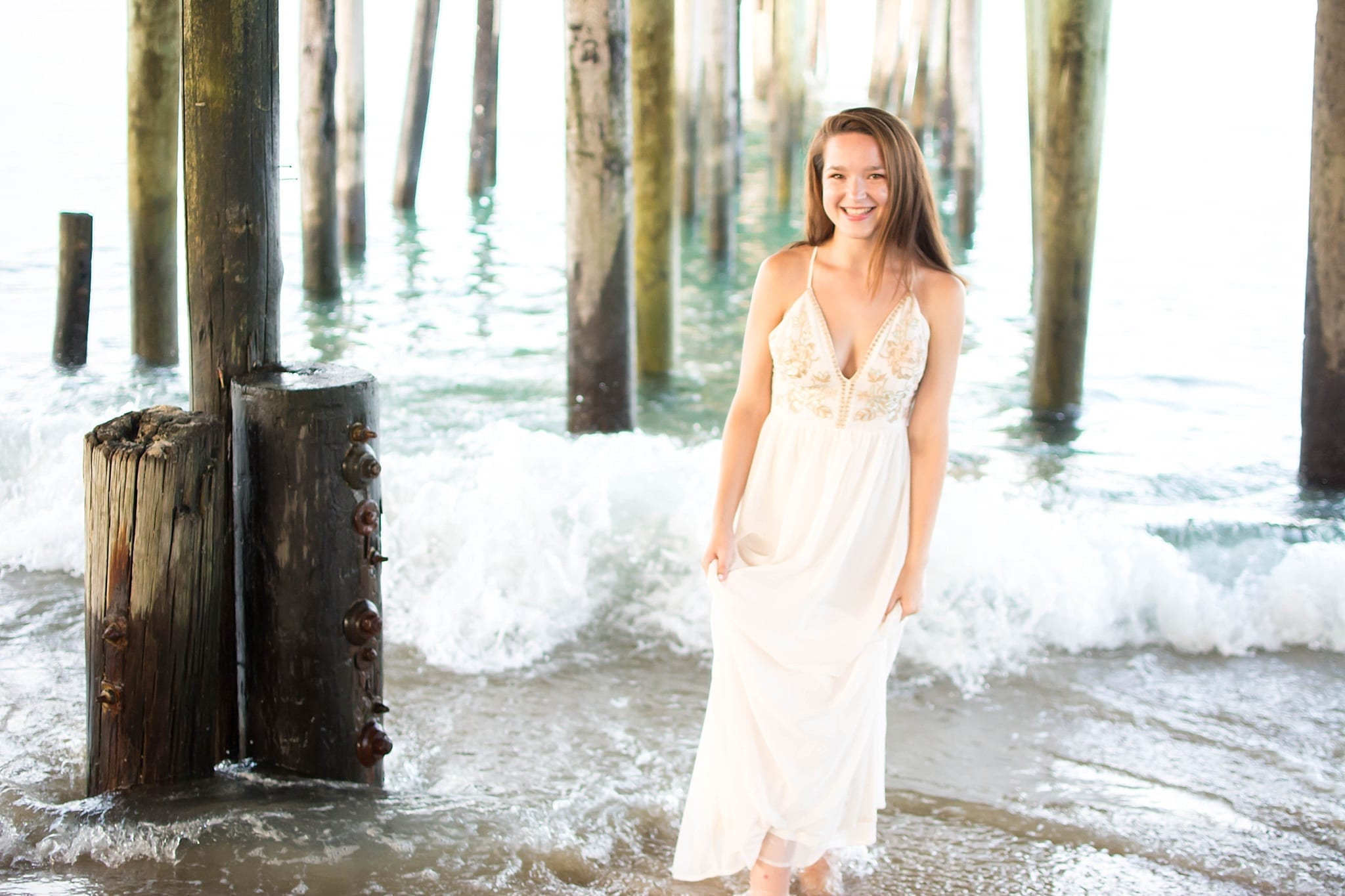 Senior portraits in white dress with K. Dowler Photography