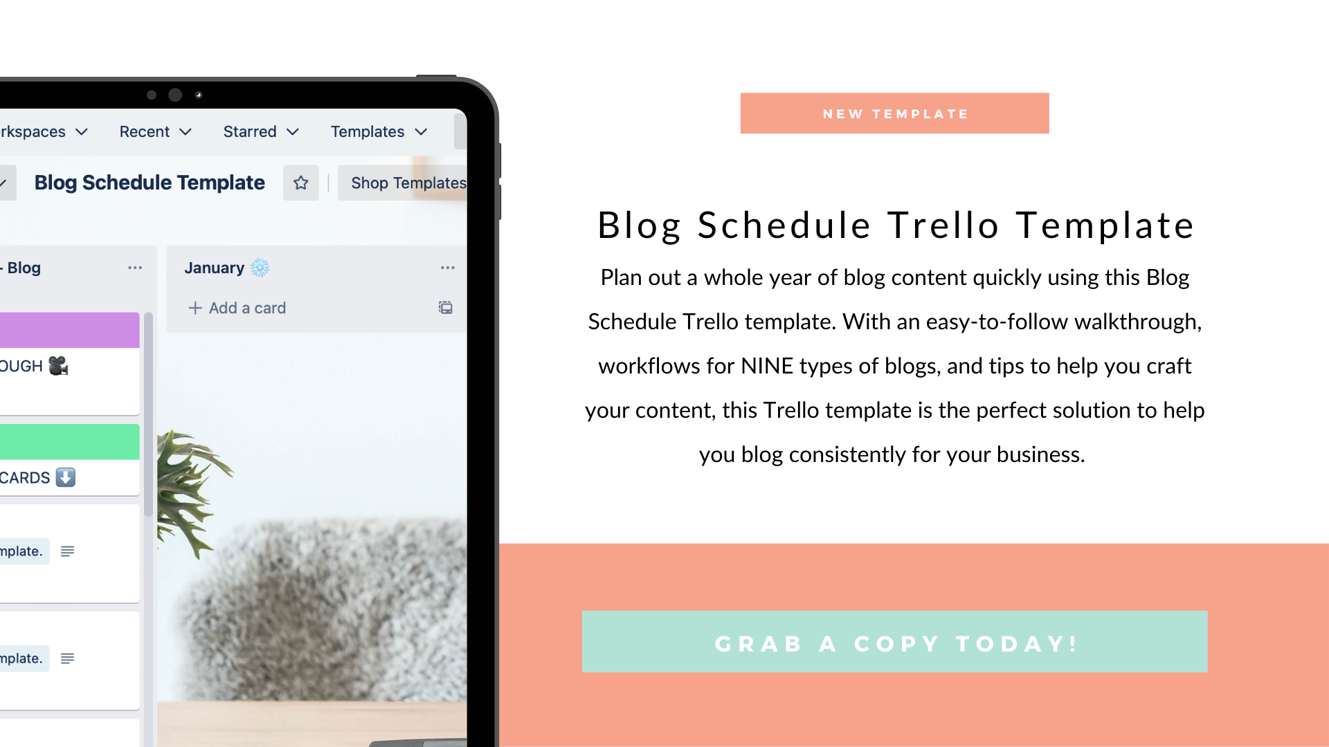 blog schedule Trello template
